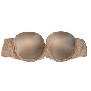Victoria's Secret Tan Strapless Lace Lined Bra 36D